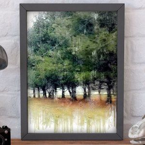 Framed Watercolor forest  wall‎ art